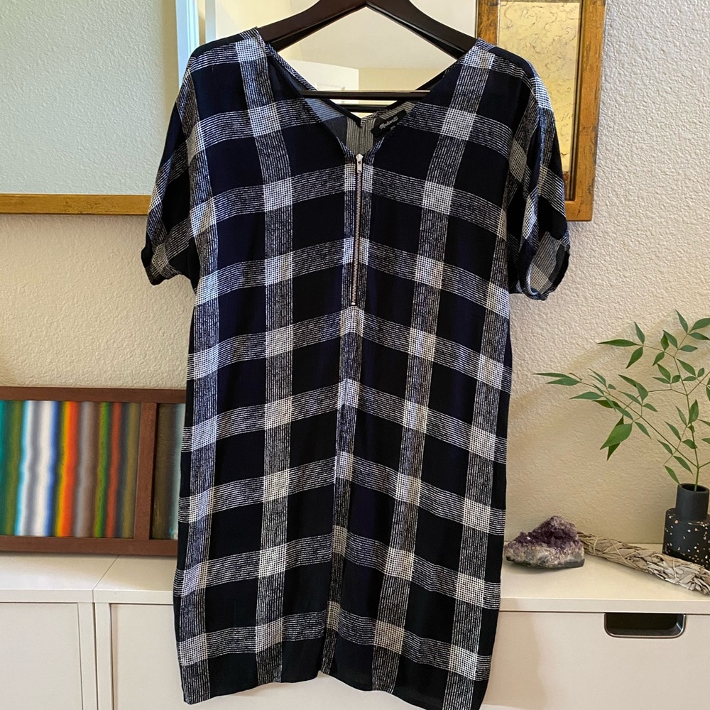 Madewell XXS Zip Front Buffalo Check Dress